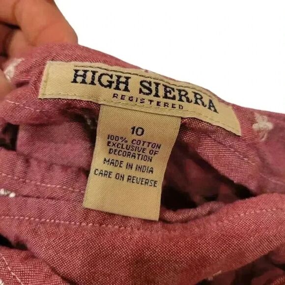 High Sierra Women's Heather Red Cotton White Embroidered Mini Wrap Skirt - Picture 3 of 10